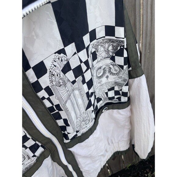 East West Vintage Checkered with Abstract designs Windbreaker Jacket - Picture 3 of 6
